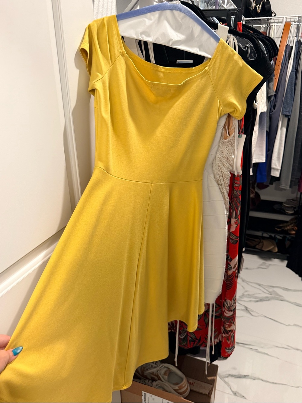 Bright Yellow Fit-and-Flare Mini Dress - Women